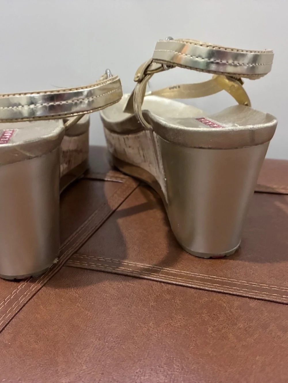 Prada Metallic Gold Leather Slingback Thong Sandals EU 39 US 9